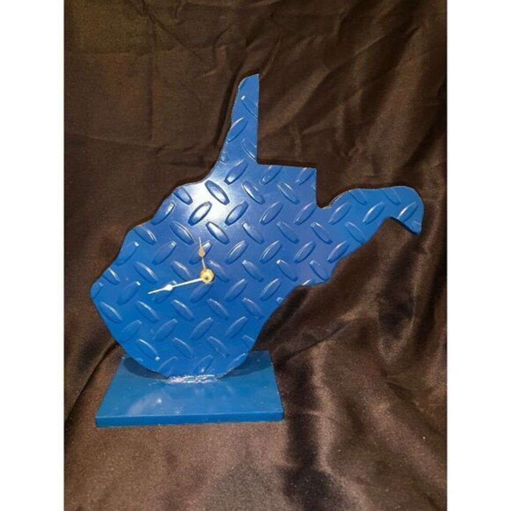 3/8" Think Diamond Tread Sheet Metal STATE OF West Virginia SHAPED CLOCK 12"x11"